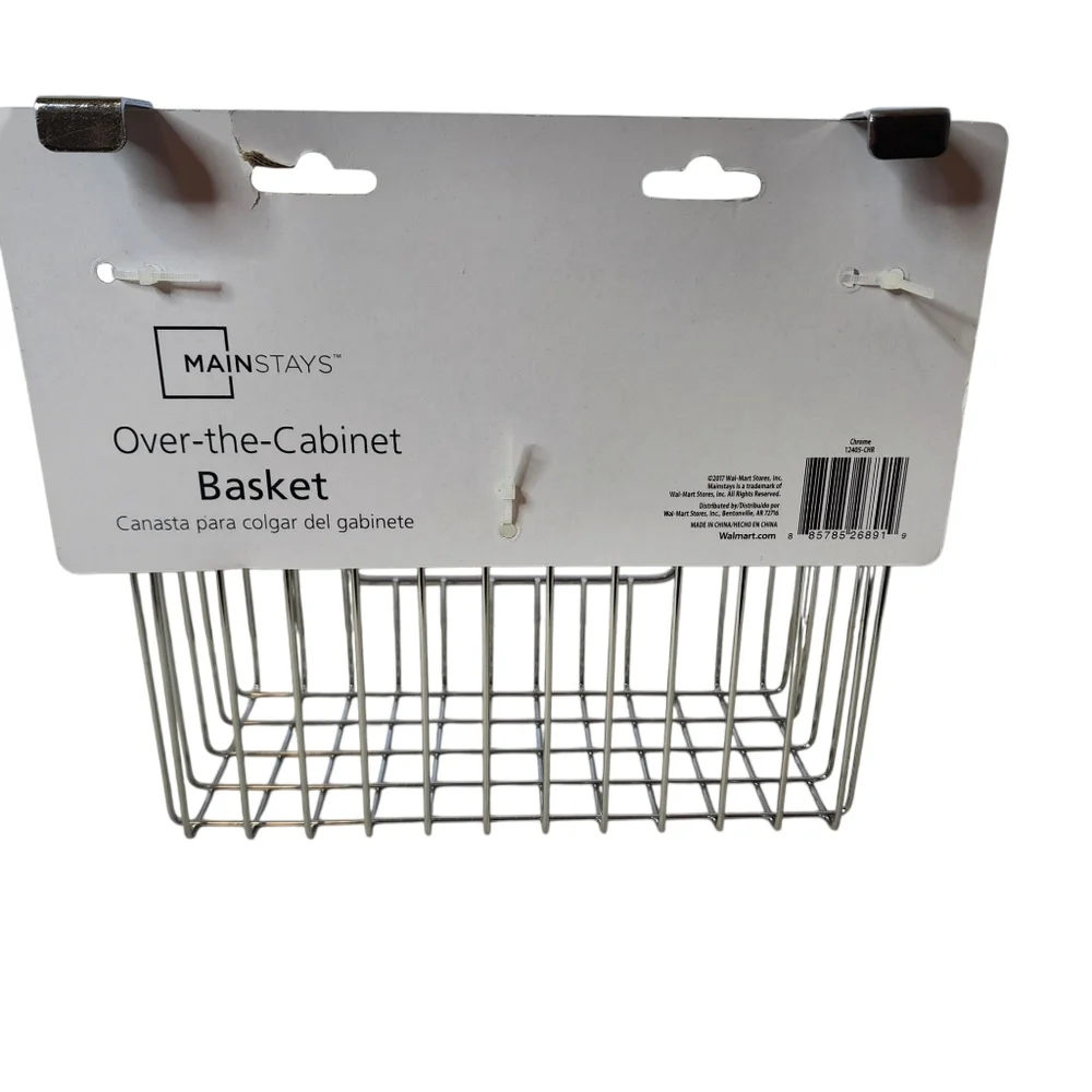 Mainstays rack chrome storage/organization over door hanging basket nwt's